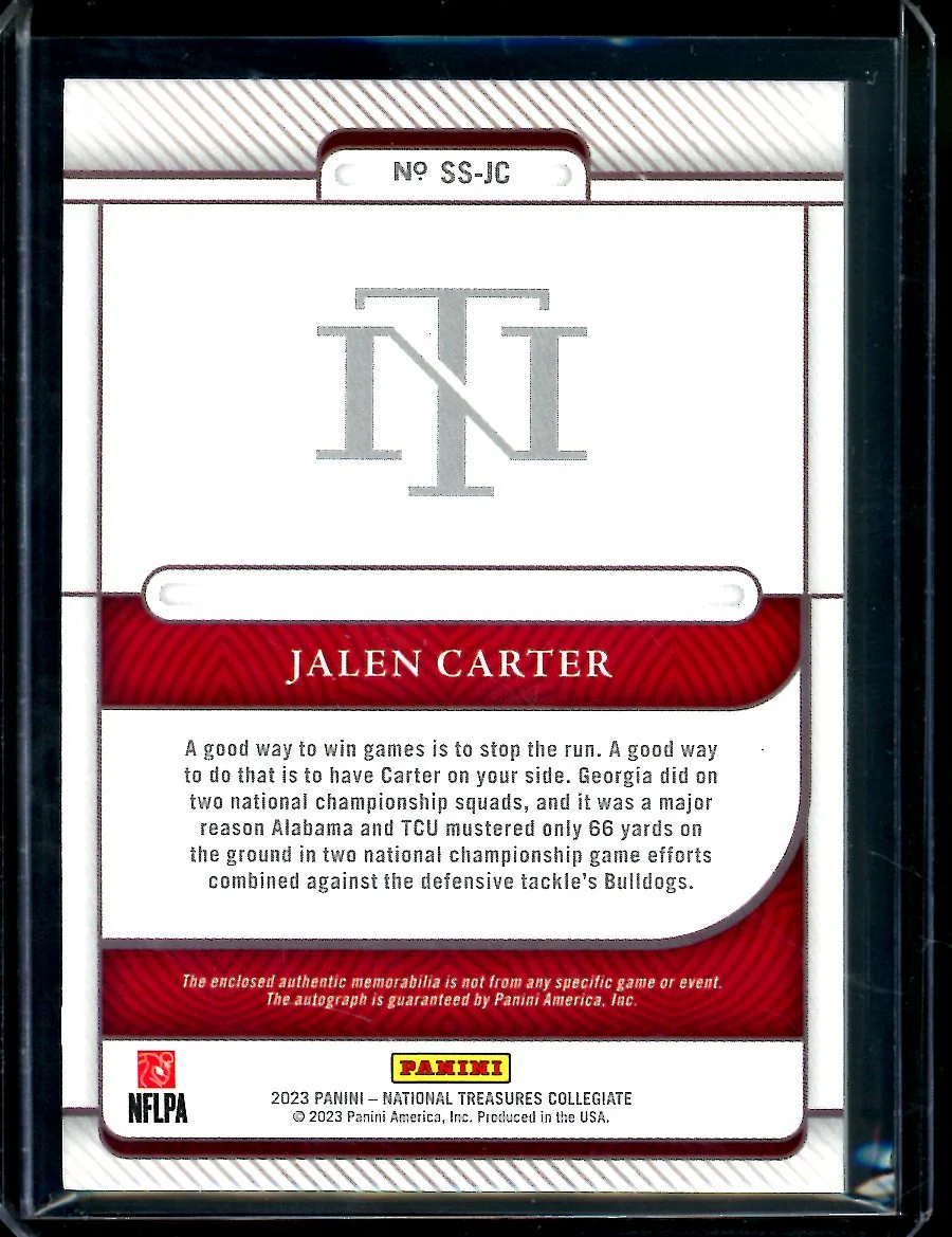 2023 Panini National Treasures Collegiate Jalen Carter Silhouettes Signatures Patch Auto /99 Georgia - Image 2