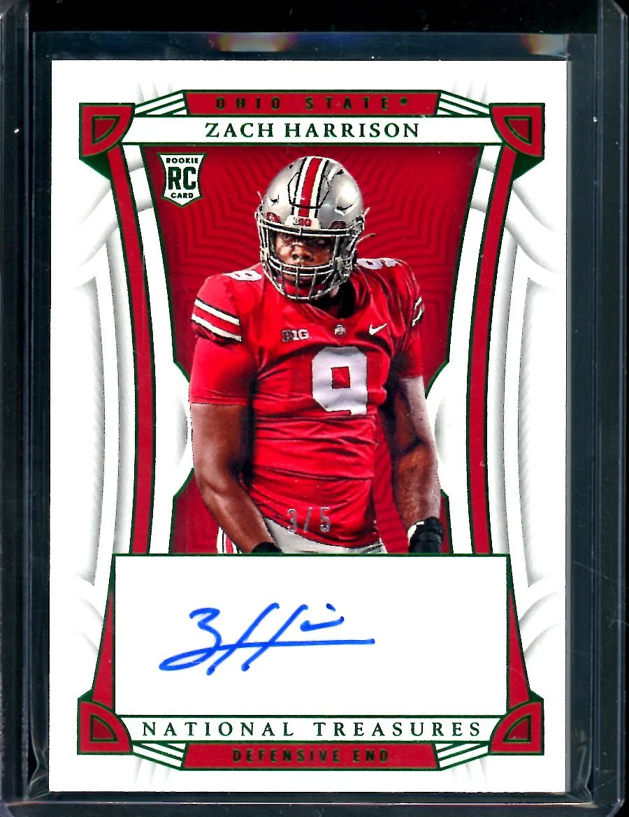 2023 Panini National Treasures Collegiate Zach Harrison Rookie Auto Green /5 Ohio State
