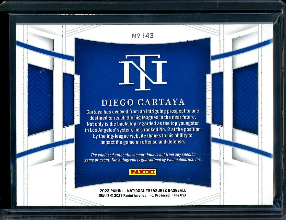 2023 Panini National Treasures Diego Cartaya Patch Auto Gold /49 Dodgers - Image 2