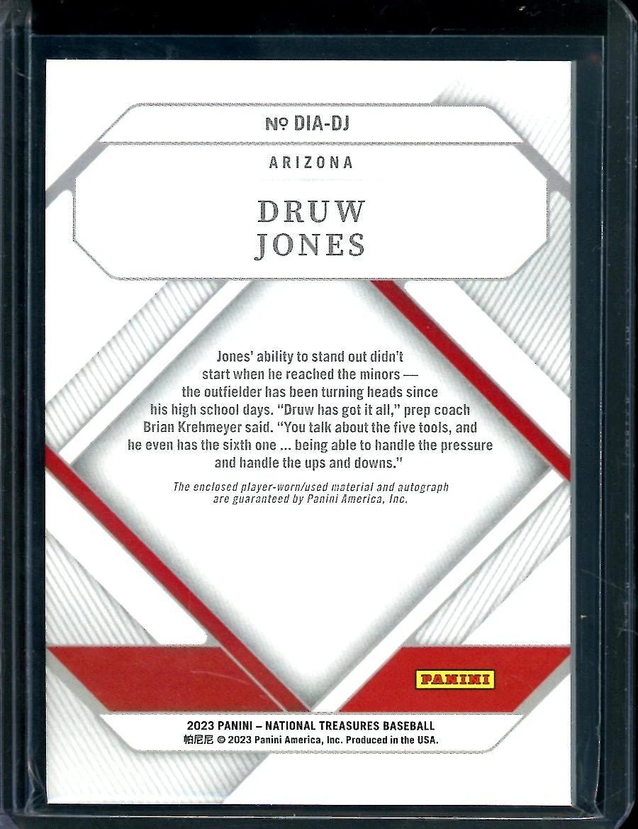 2023 Panini National Treasures Druw Jones Diamond Patch Auto Gold /25 Diamondbacks - Image 2