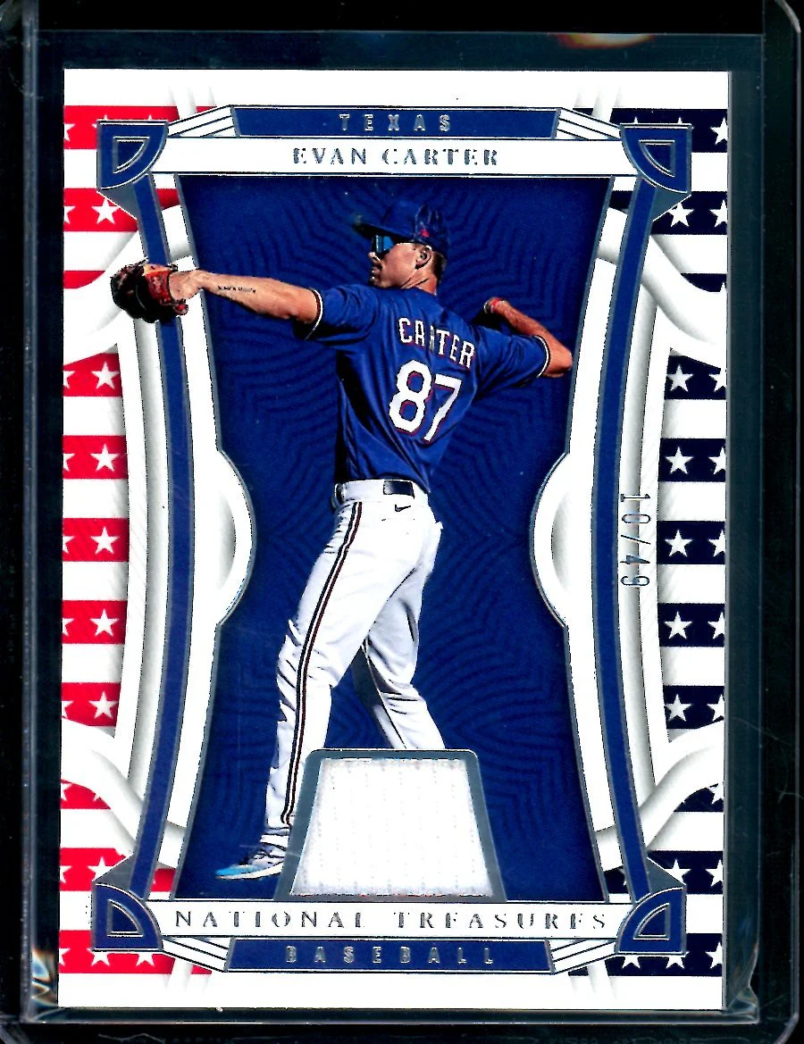 2023 Panini National Treasures Evan Carter Patch /49 Rangers