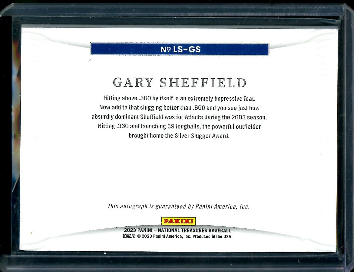 2023 Panini National Treasures Gary Sheffield Legacy Signatures Auto /25 Braves - Image 2