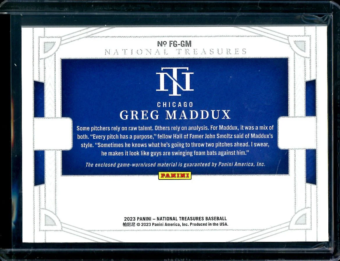 2023 Panini National Treasures Greg Maddux Field Pass Patch /25 Cubs - Image 2