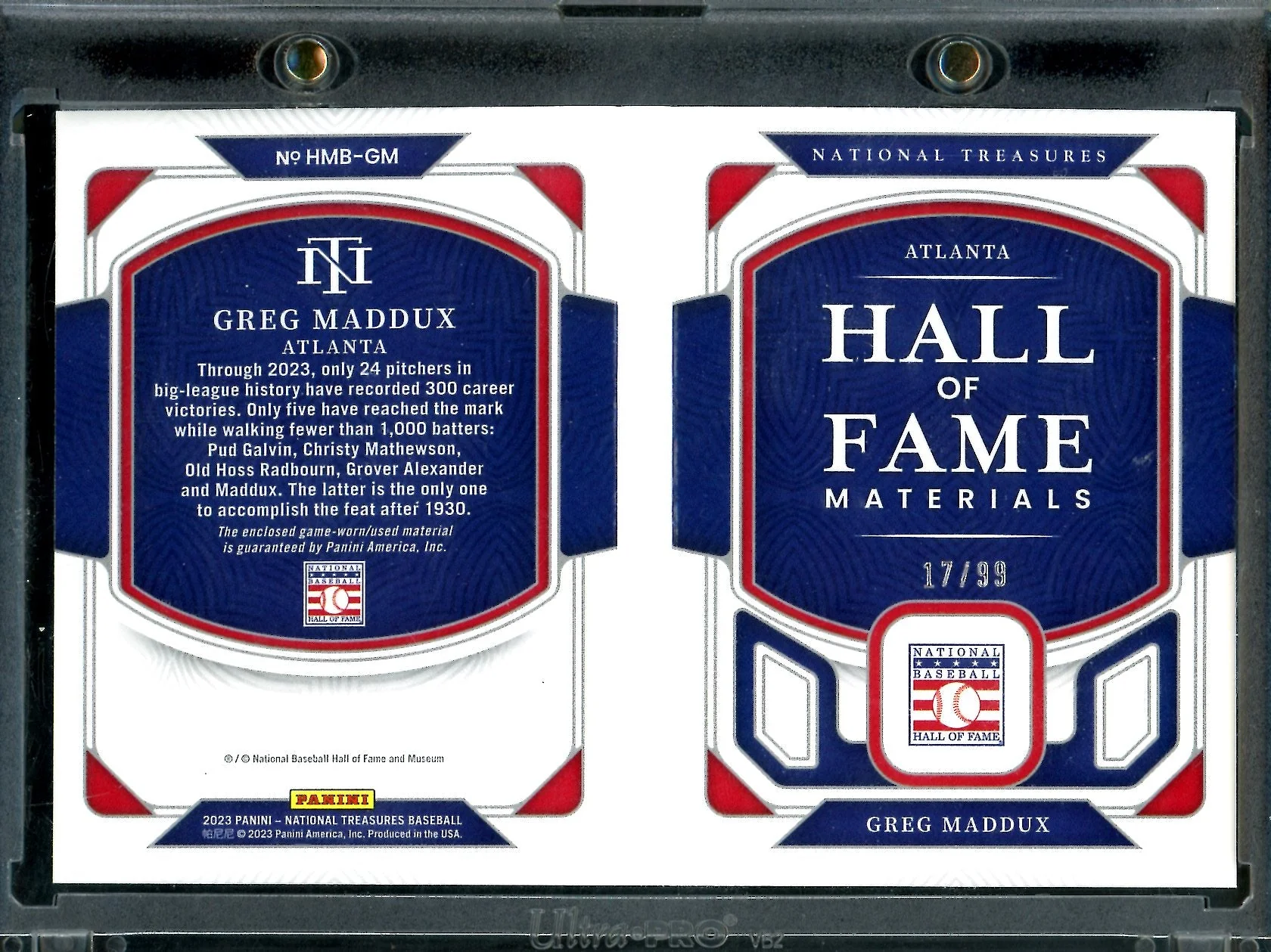2023 Panini National Treasures Greg Maddux Hall of Fame Materials Booklet /99 Braves - Image 2