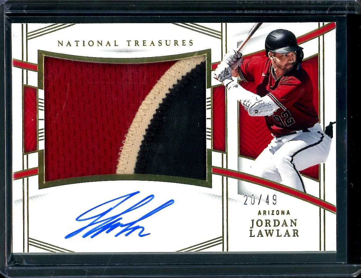 2023 Panini National Treasures Jordan Lawlar Patch Auto Gold /25 Diamondbacks