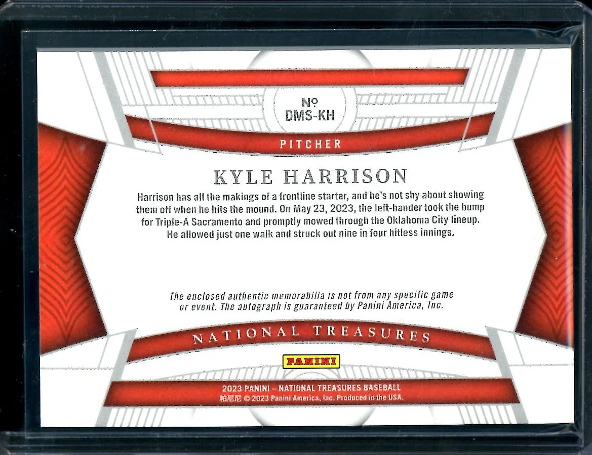 2023 Panini National Treasures Kyle Harrison "San Fran" Patch Auto /99 Giants - Image 2