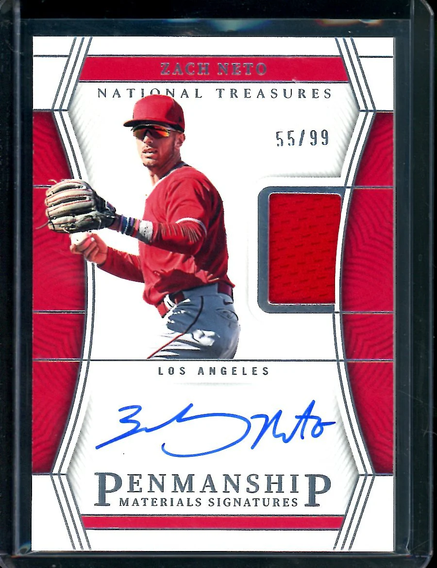2023 Panini National Treasures Zach Neto Penmanship Patch Auto /99 Angels