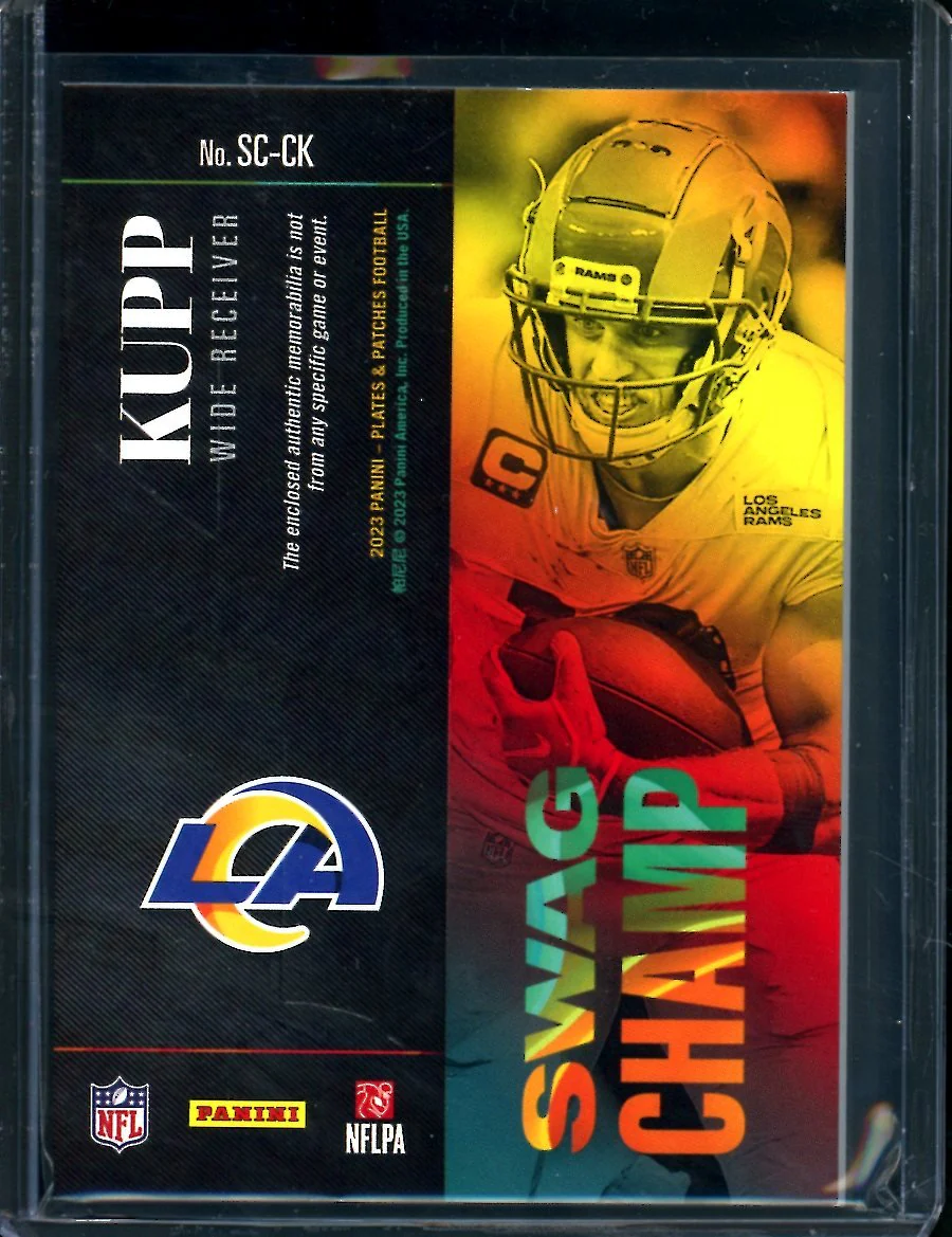 2023 Panini Plates & Patches Cooper Kupp Swag Champ Patch /75 Rams - Image 2
