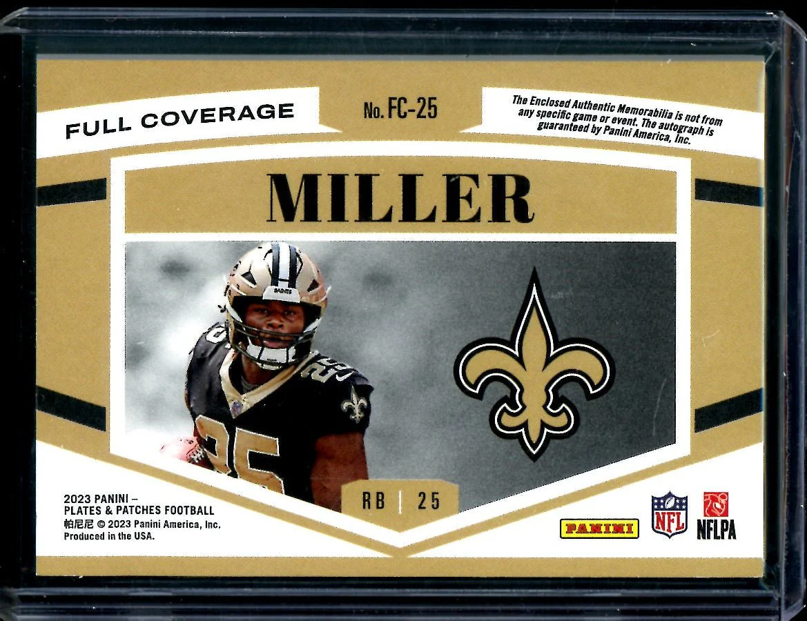 2023 Panini Plates & Patches Kendre Miller Rookie RPA /25 Saints - Image 2