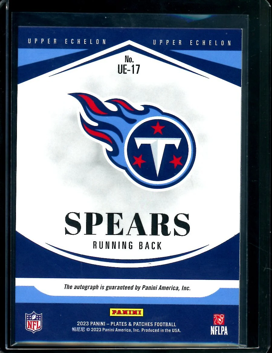 2023 Panini Plates & Patches Tyjae Spears Rookie Auto /50 Titans - Image 2