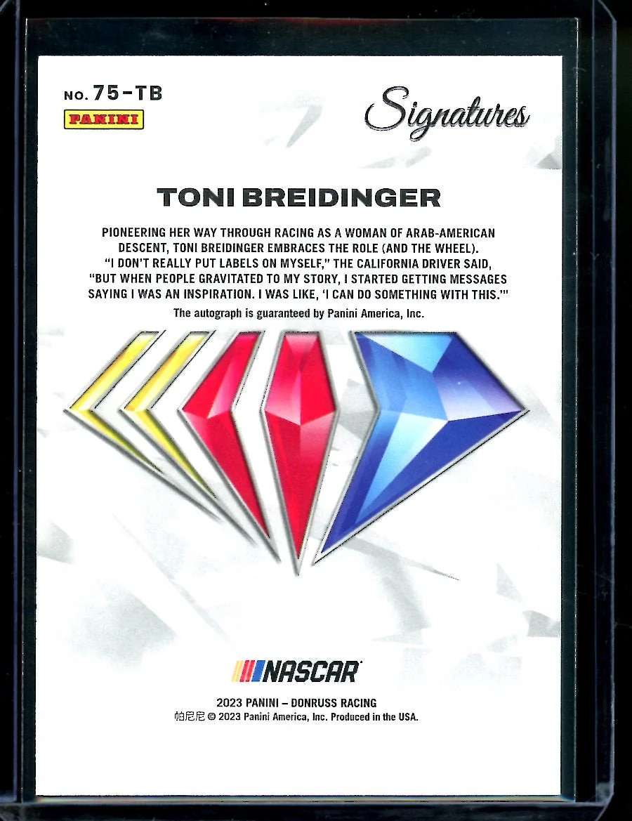 2023 Panini Prime Racing Toni Breidinger 75th Anniversary Signatures Auto NASCAR - Image 2