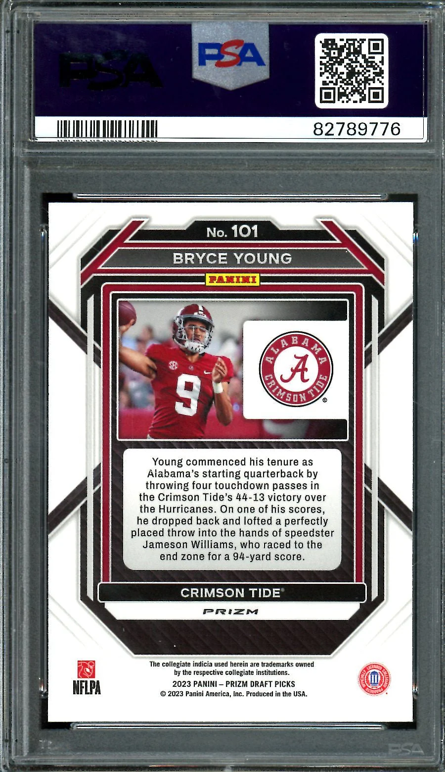 2023 Panini Prizm Draft Picks Bryce Young Rookie Silver PSA 9 Alabama - Image 2