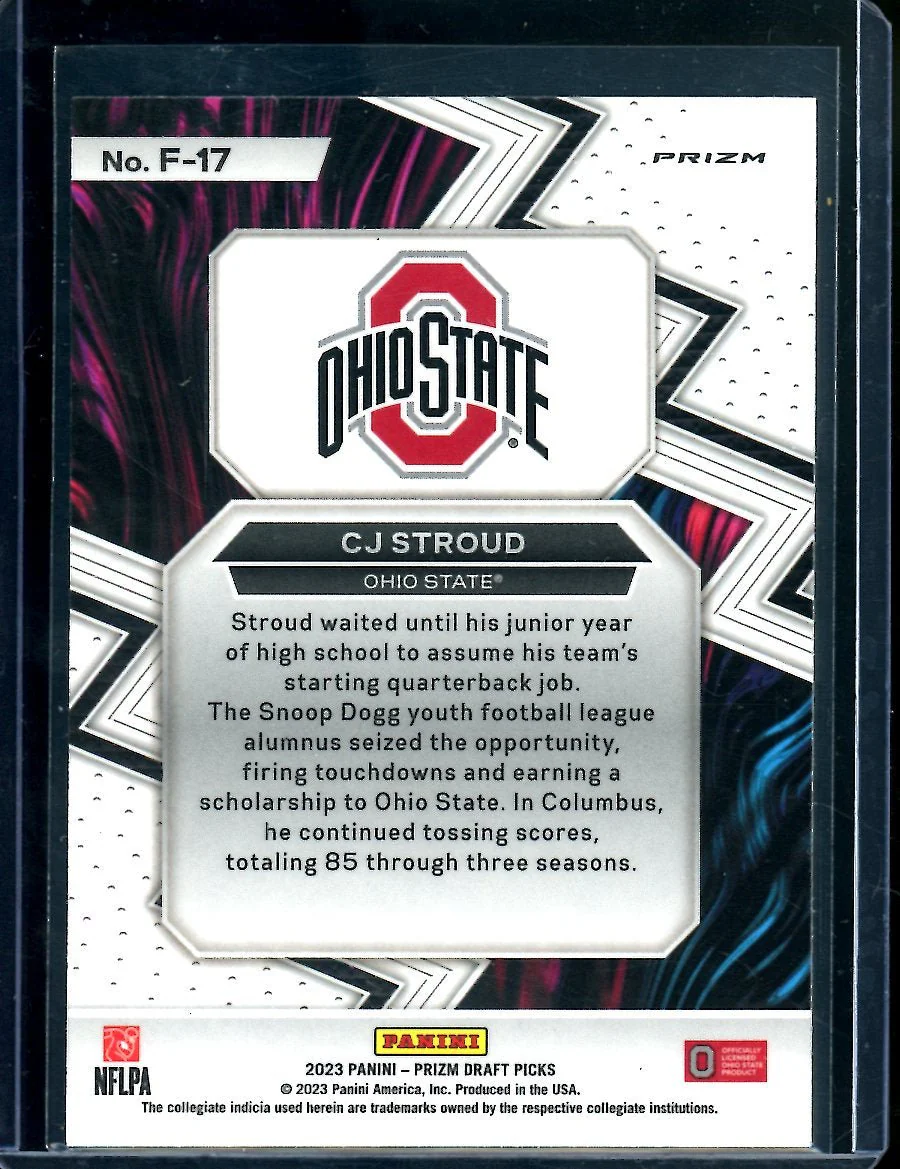 2023 Panini Prizm Draft Picks C.J. Stroud Rookie Gold Ice Fearless Ohio State - Image 2