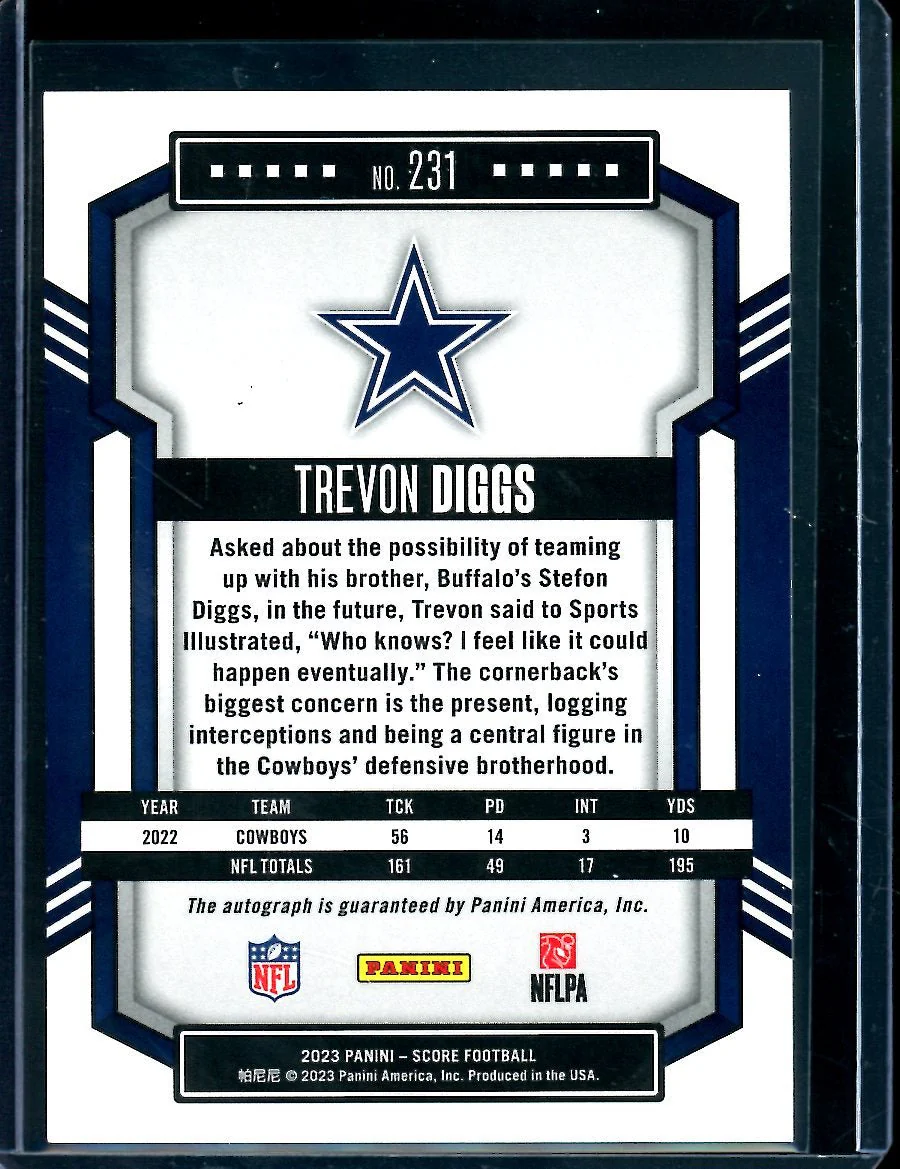 2023 Panini Score Trevon Diggs Auto Cowboys - Image 2