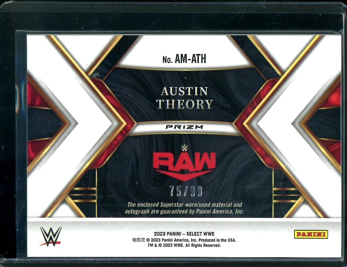2023 Panini Select Austin Theory Patch Auto /99 WWE - Image 2