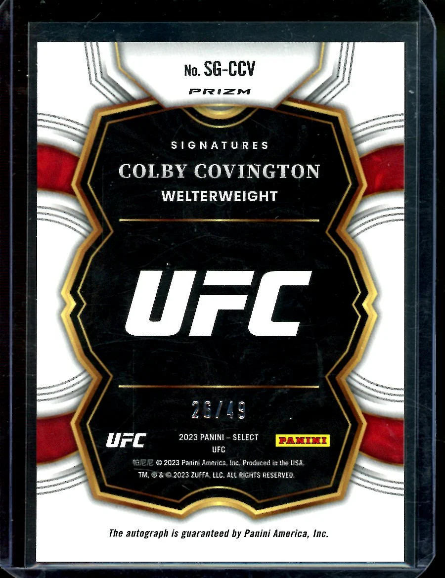 2023 Panini Select Colby Covington Purple Autograph /49 UFC - Image 2