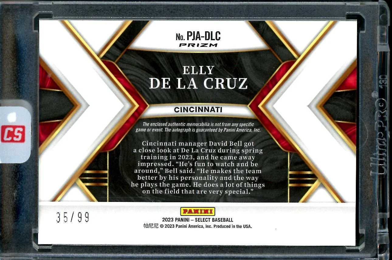 2023 Panini Select Elly De La Cruz Rookie RPA Silver /99 Reds - Image 2