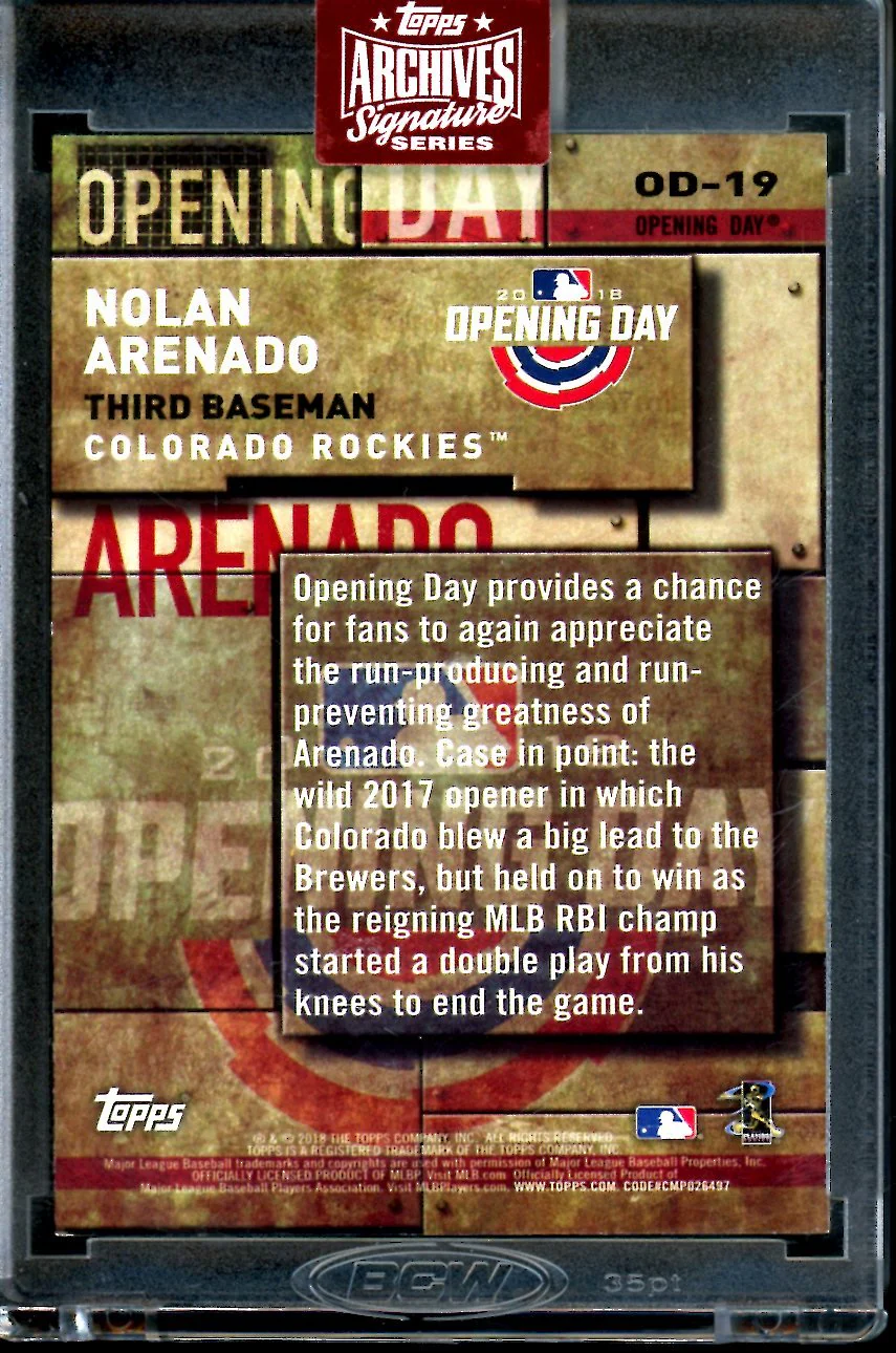 2023 Topps Archives Nolan Arenado Auto 1/1 Cardinals - Image 2