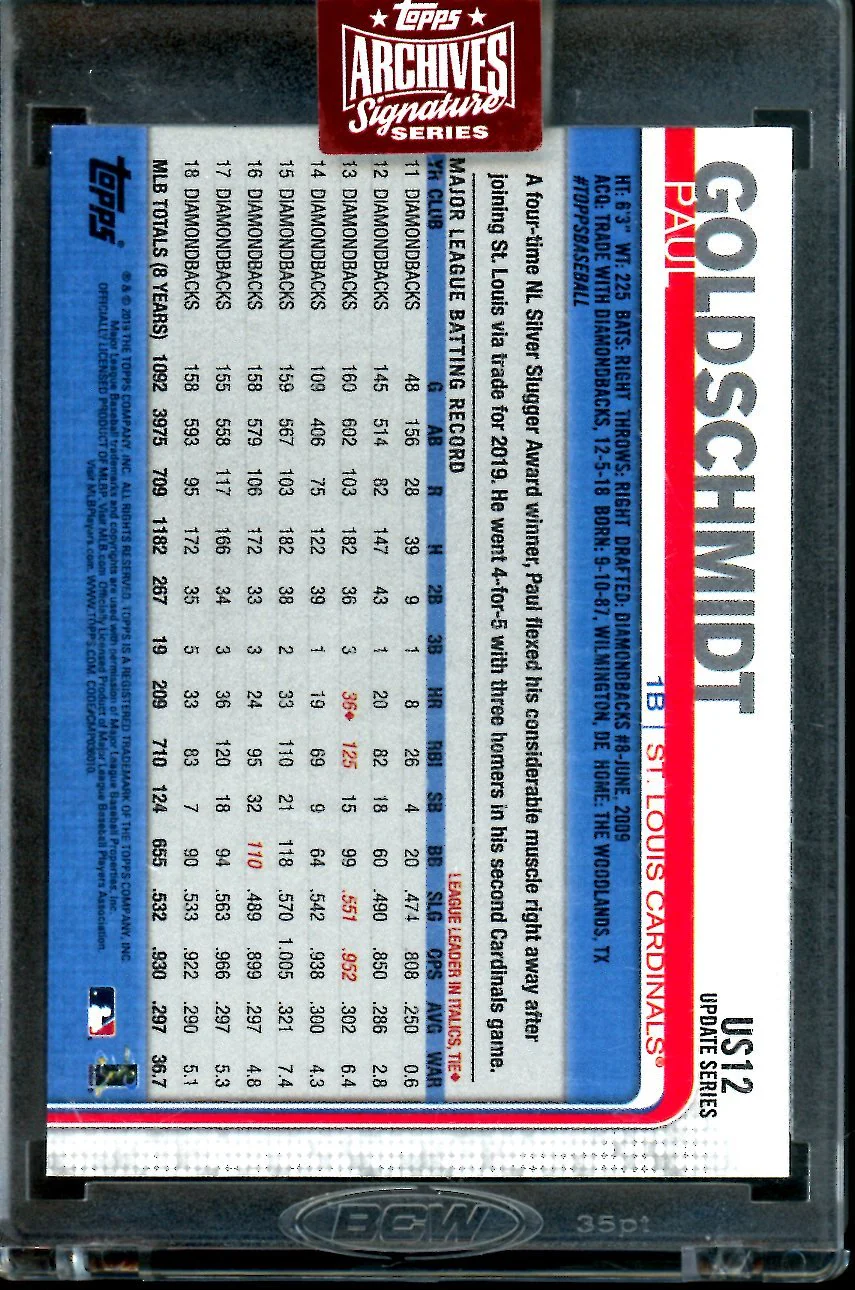 2023 Topps Archives Paul Goldschmidt Autographs /30 Cardinals - Image 2