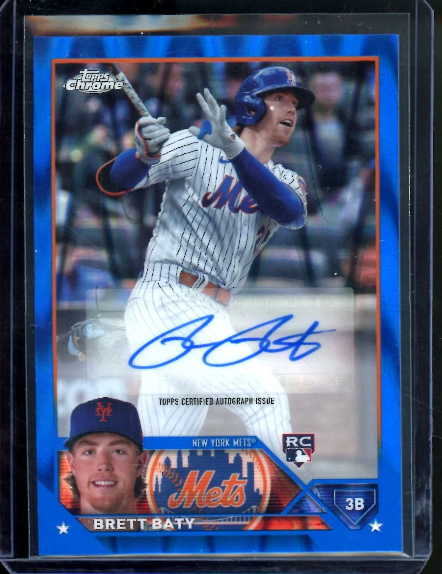 2023 Topps Chrome Brett Baty Rookie Blue Wave Auto /150 Mets