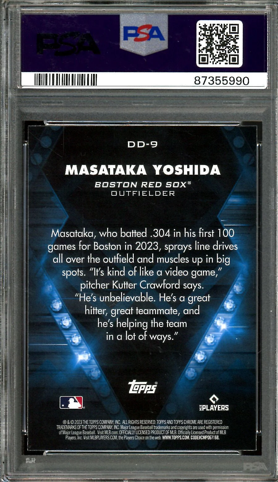 2023 Topps Chrome Masataka Yoshida Rookie Dominance PSA 10 Red Sox - Image 2