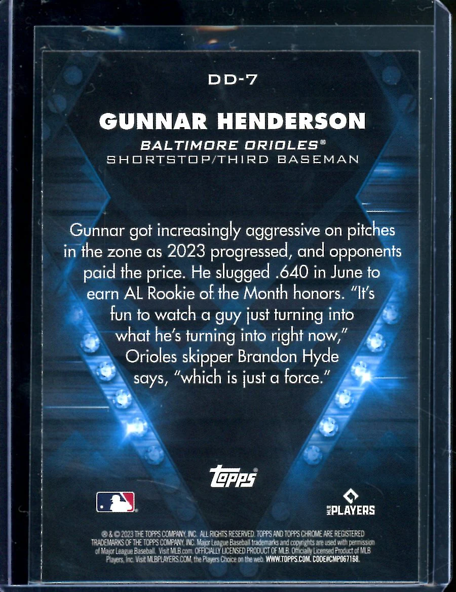 2023 Topps Chrome Update Gunnar Henderson Rookie Dominance SP Orioles - Image 2