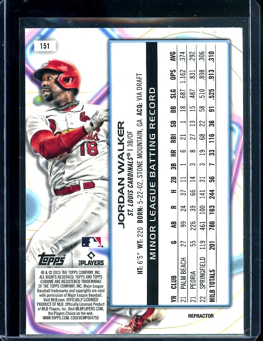 2023 Topps Cosmic Chrome Jordan Walker Rookie Refractor Cardinals - Image 2