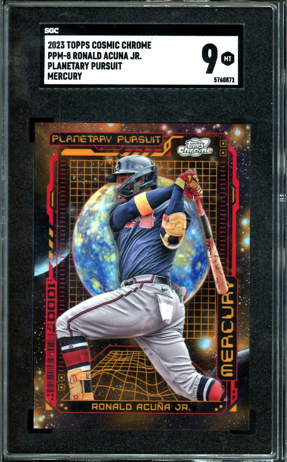 2023 Topps Cosmic Chrome Ronald Acuna Jr. Planetary Pursuit SSP Mercury SGC 9 Braves