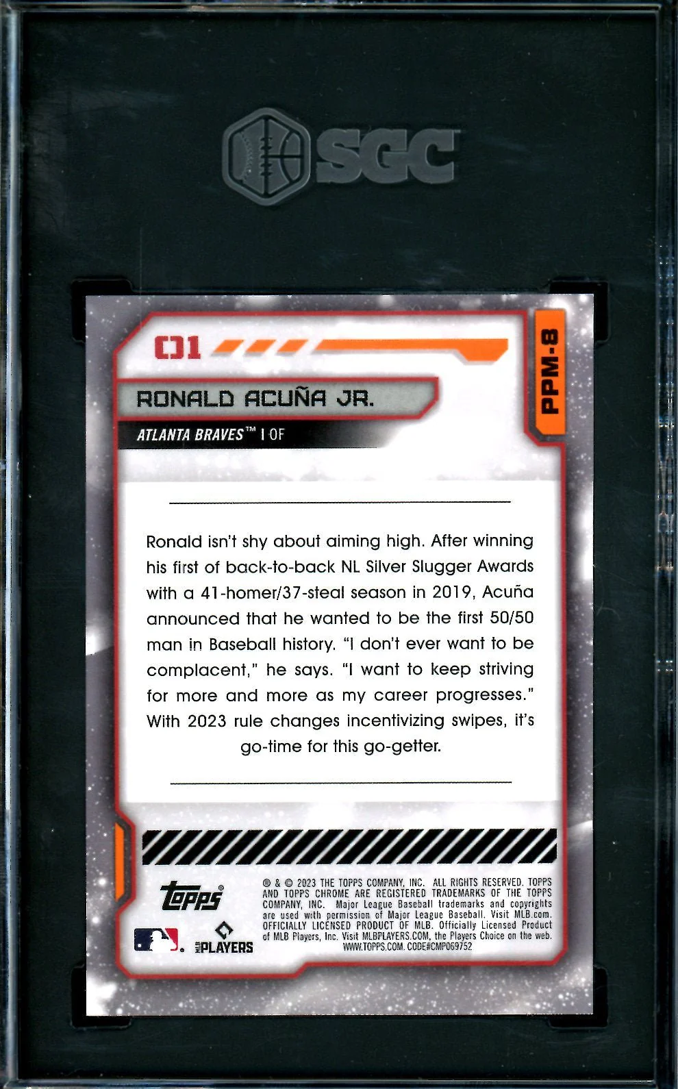 2023 Topps Cosmic Chrome Ronald Acuna Jr. Planetary Pursuit SSP Mercury SGC 9 Braves - Image 2