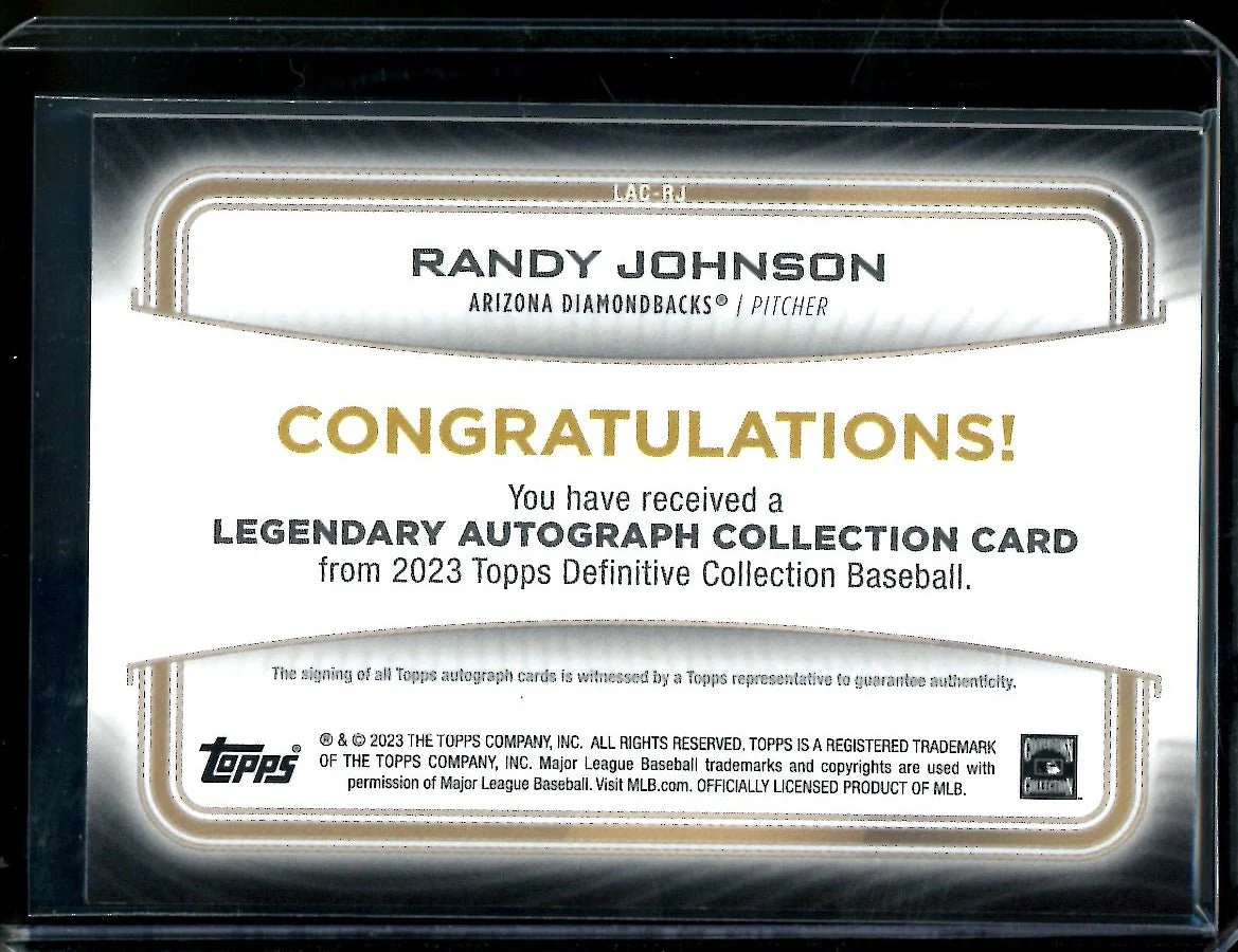 2023 Topps Definitive Randy Johnson Purple Auto /5 Diamondbacks - Image 2