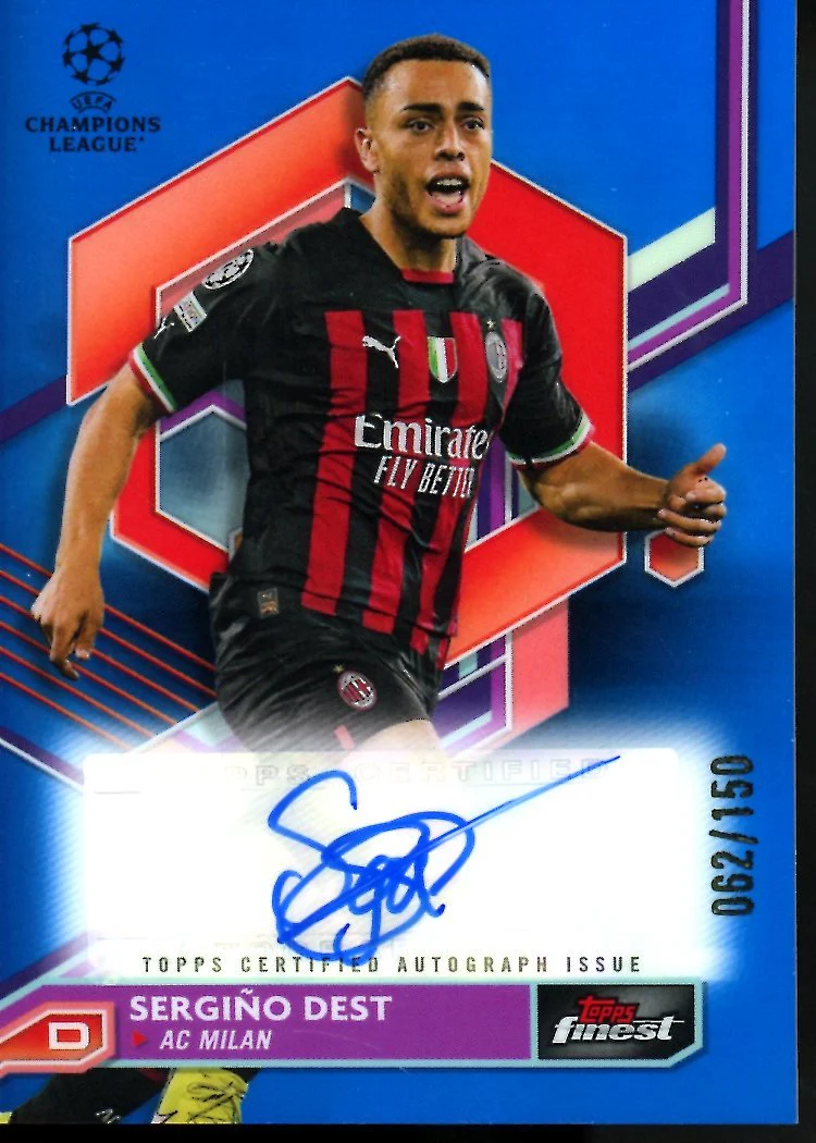 2023 Topps Finest Sergino Dest Auto Blue /150 AC Milan