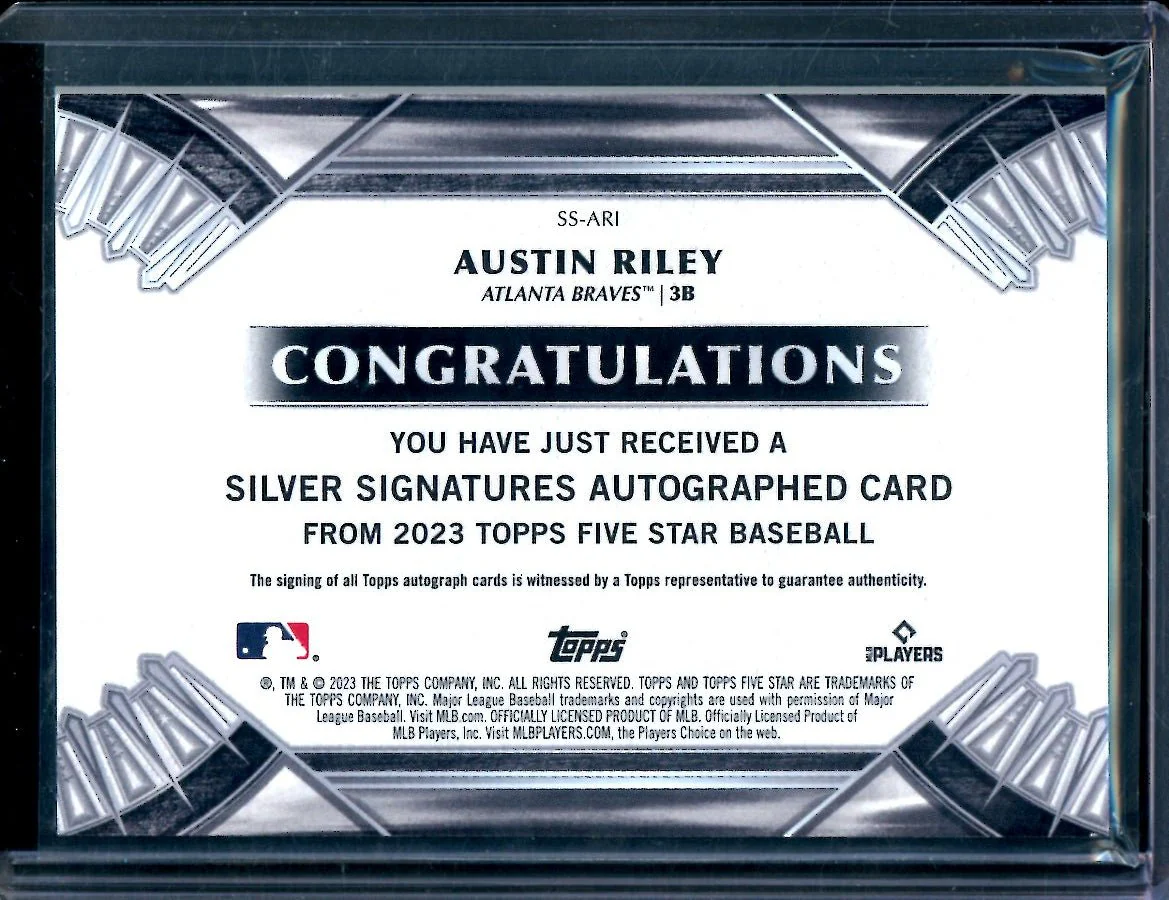 2023 Topps Five Star Austin Riley Silver Signatures Auto /15 Braves - Image 2
