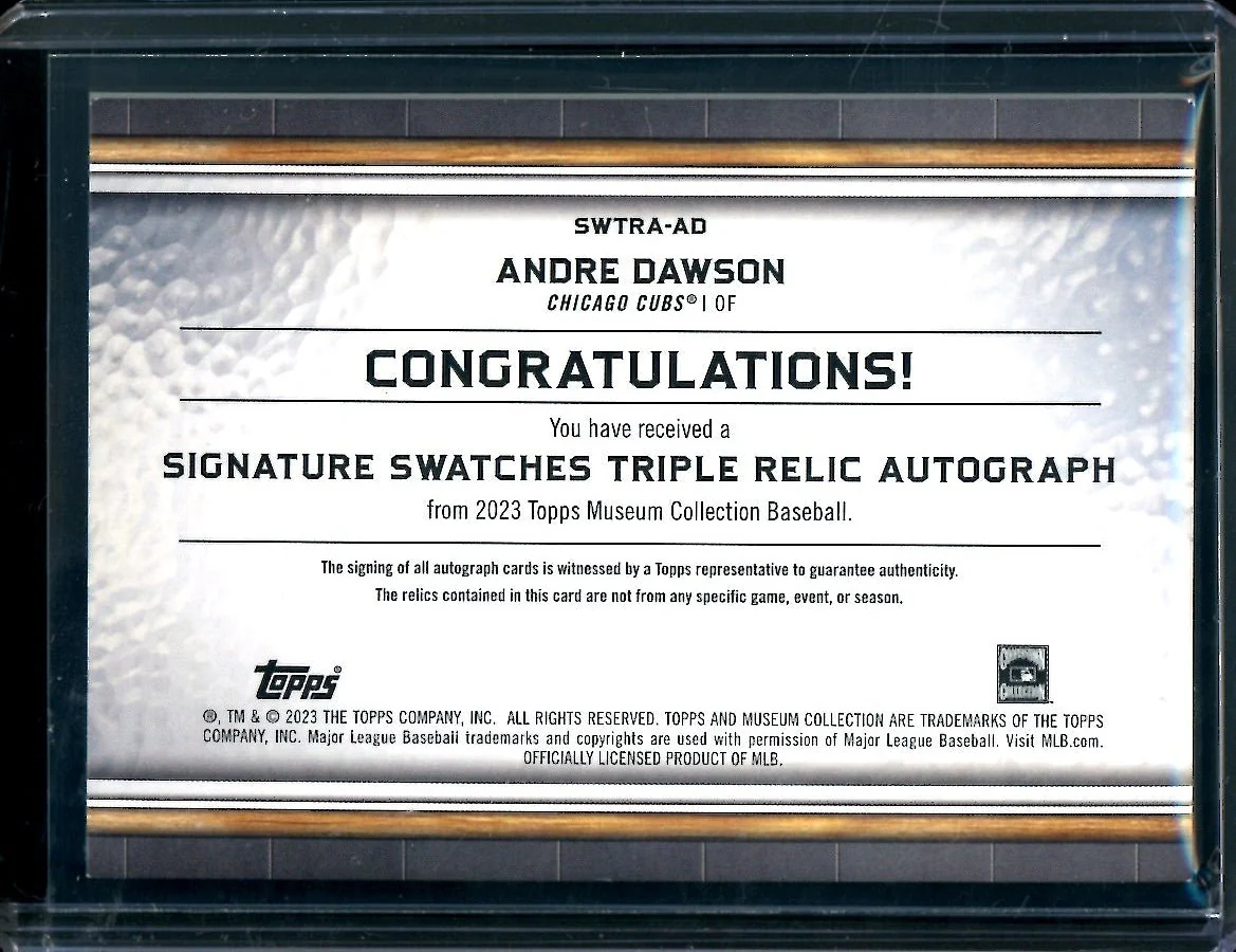 2023 Topps Museum Andre Dawson Signature Swatches Patch Auto /99 Cubs - Image 2