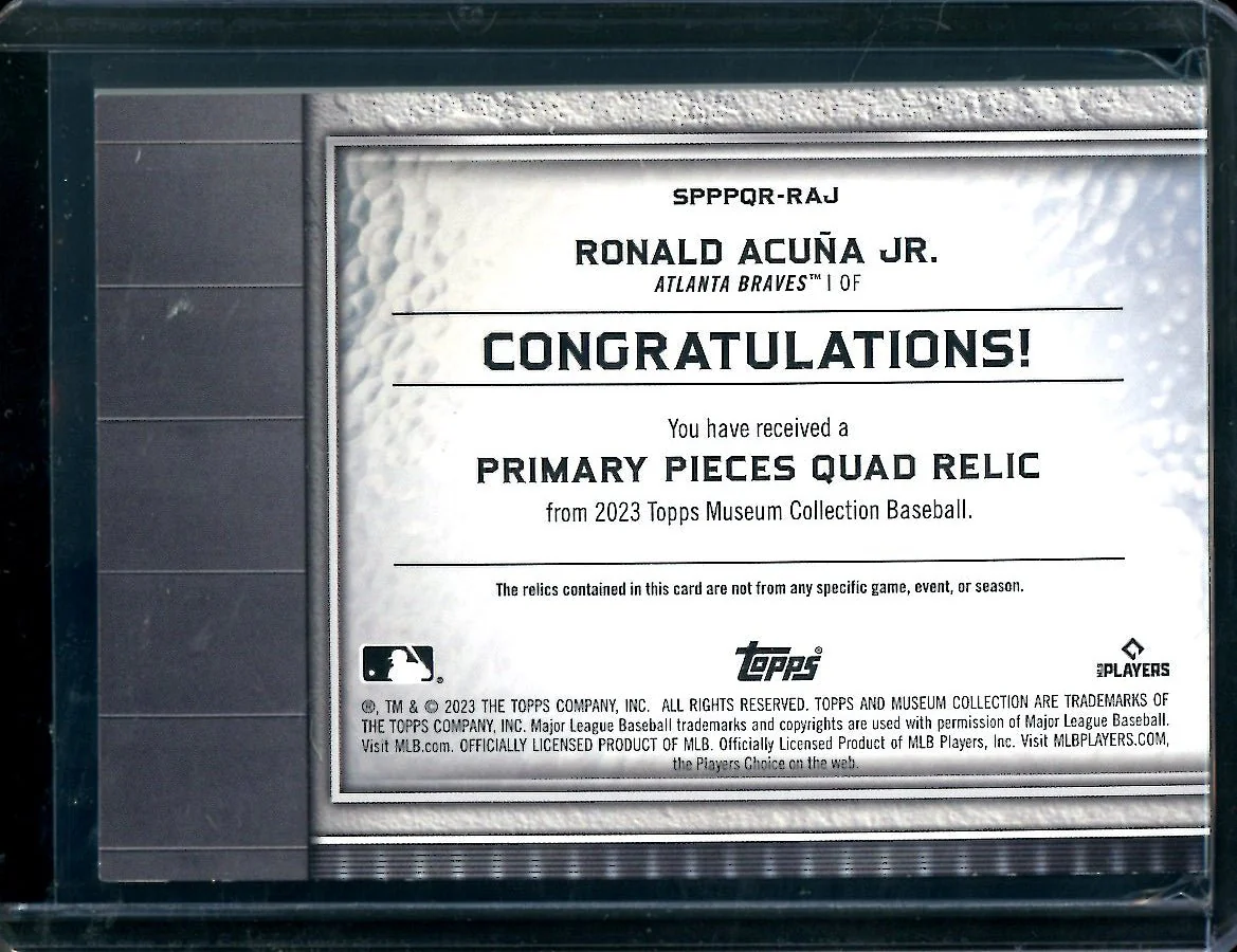 2023 Topps Museum Ronald Acuna Jr. Primary Pieces Patch /15 Braves - Image 2