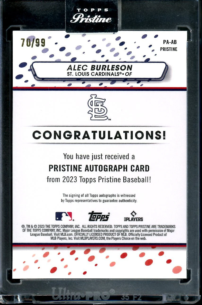 2023 Topps Prestine Alec Burleson Rookie Auto Cardinals - Image 2