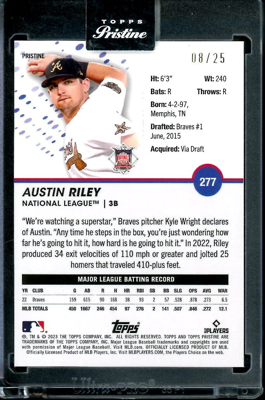 2023 Topps Prestine Austin Riley Orange /25 Braves - Image 2