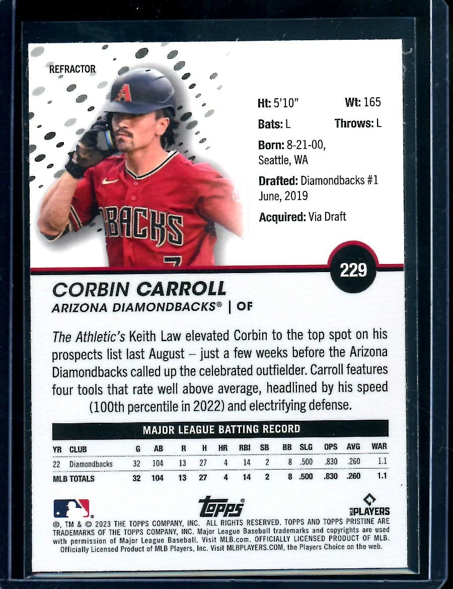 2023 Topps Prestine Corbin Carroll Rookie Refractor Diamondbacks - Image 2