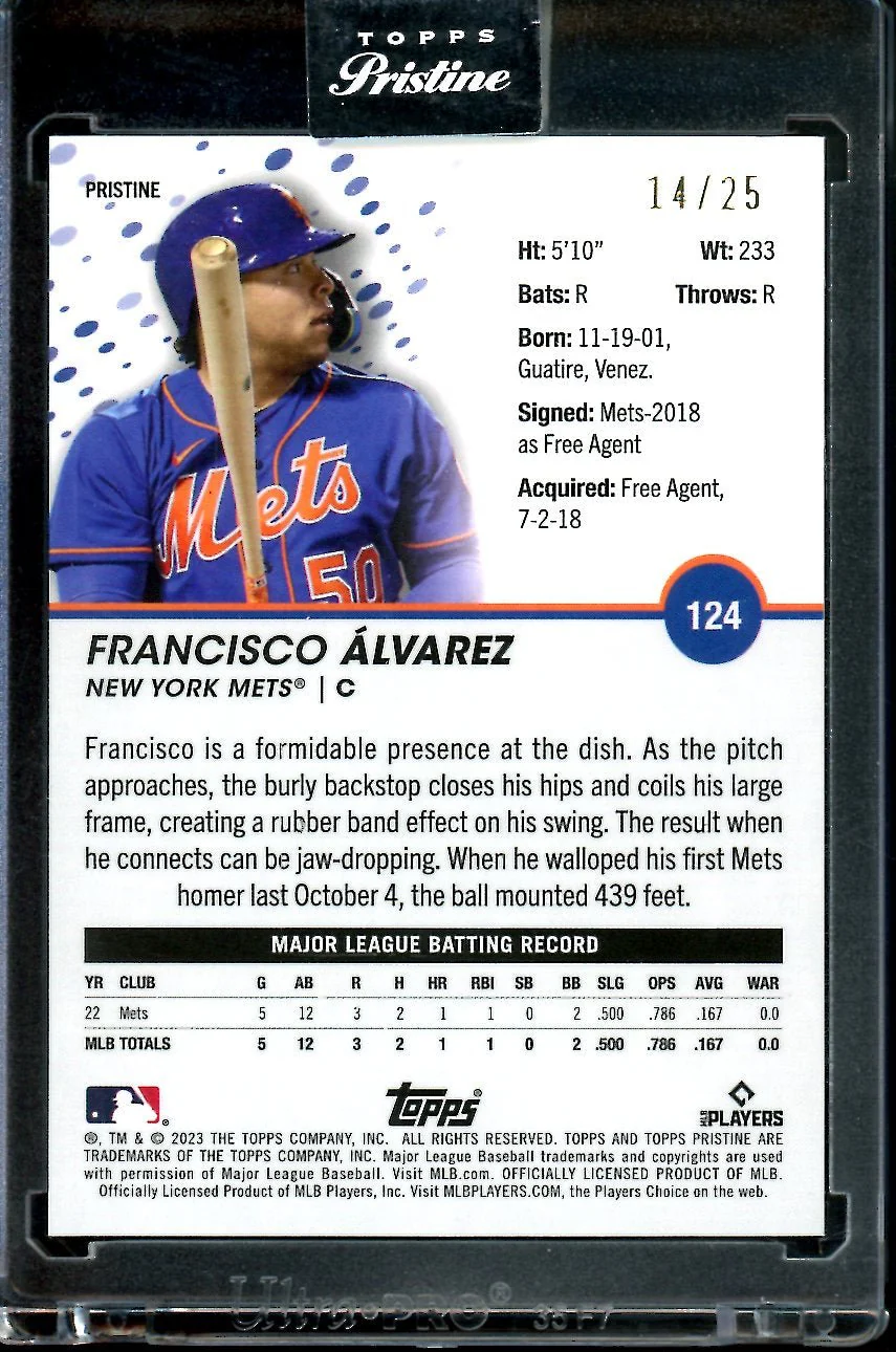 2023 Topps Prestine Francisco Alvarez Rookie Orange /25 Mets - Image 2