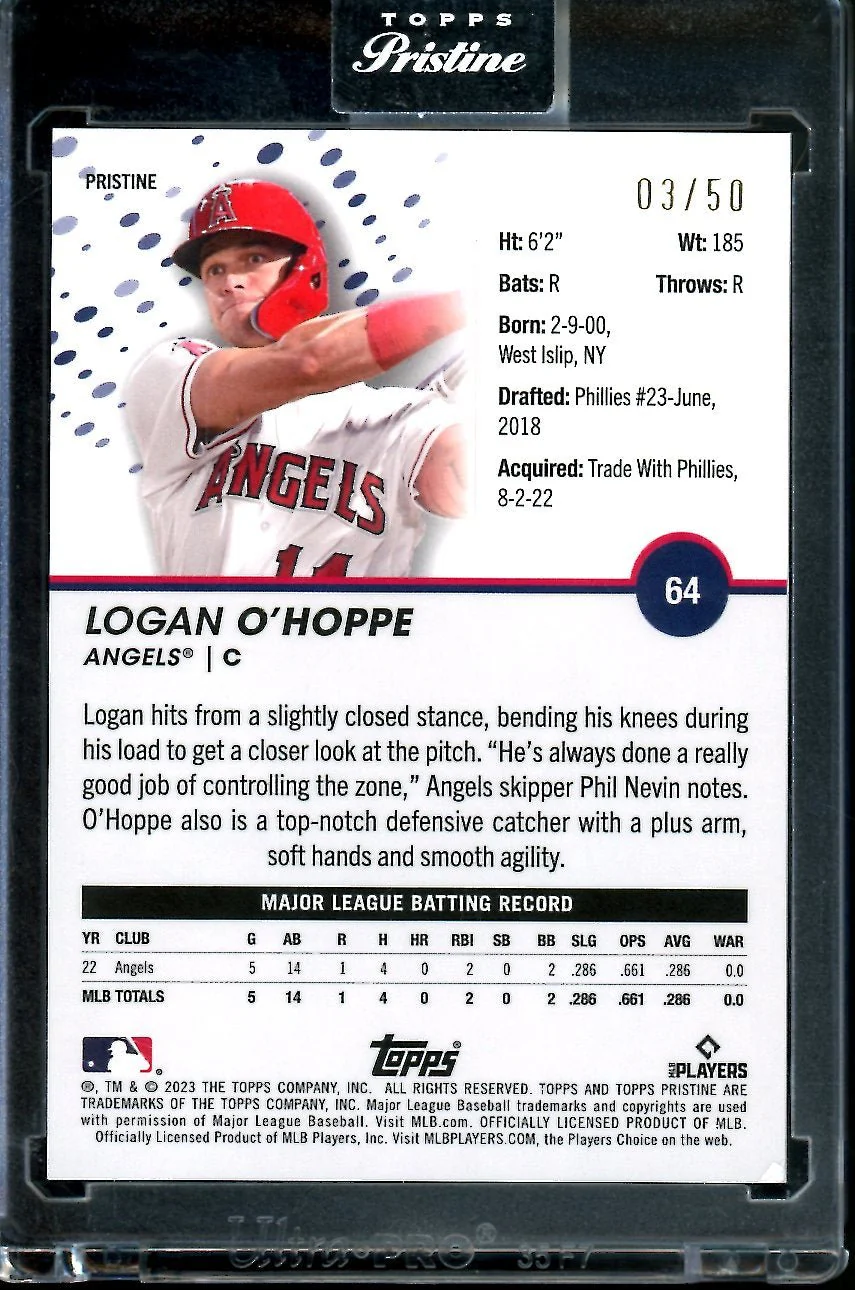 2023 Topps Prestine Logan O'Hoppe Rookie Gold /50 Angels - Image 2