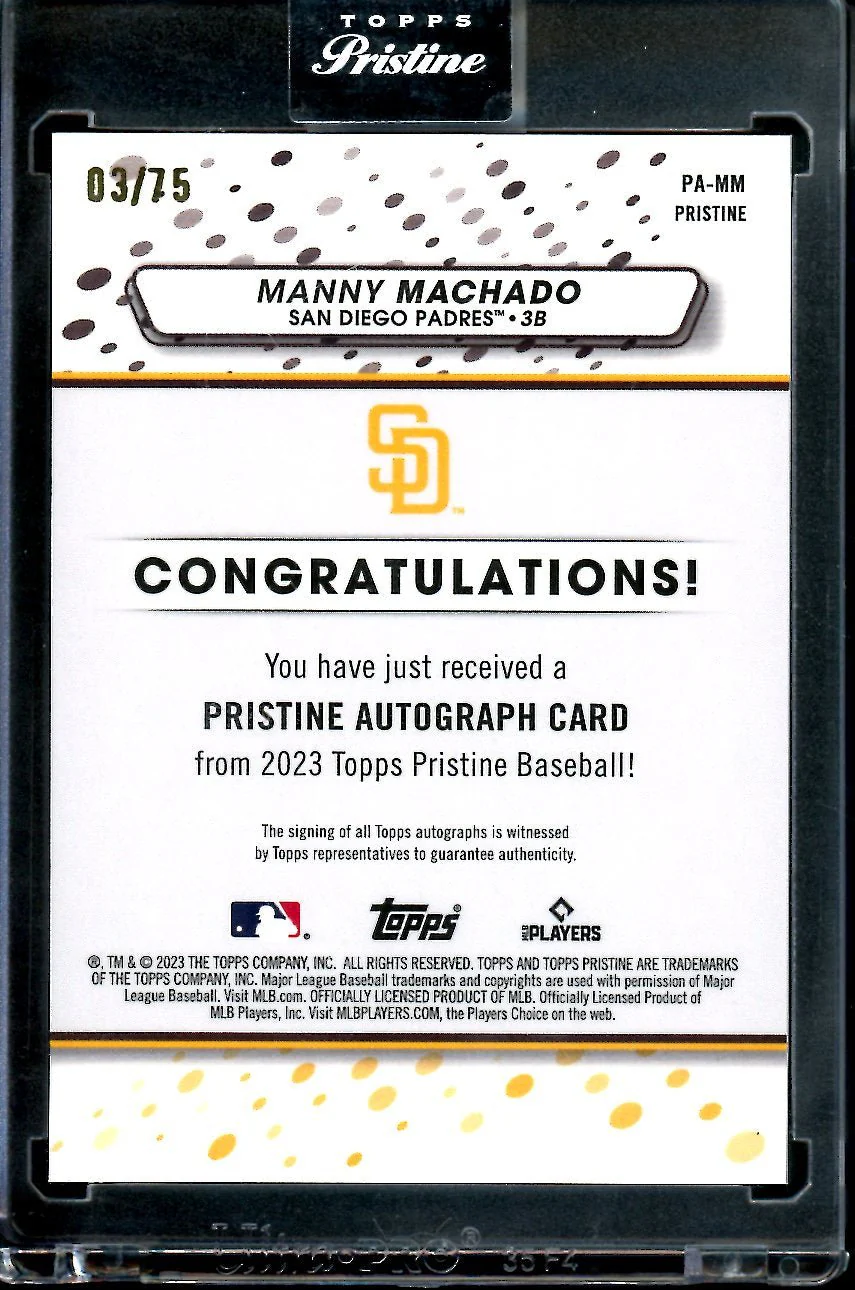 2023 Topps Prestine Manny Machado Auto Blue /75 Padres - Image 2