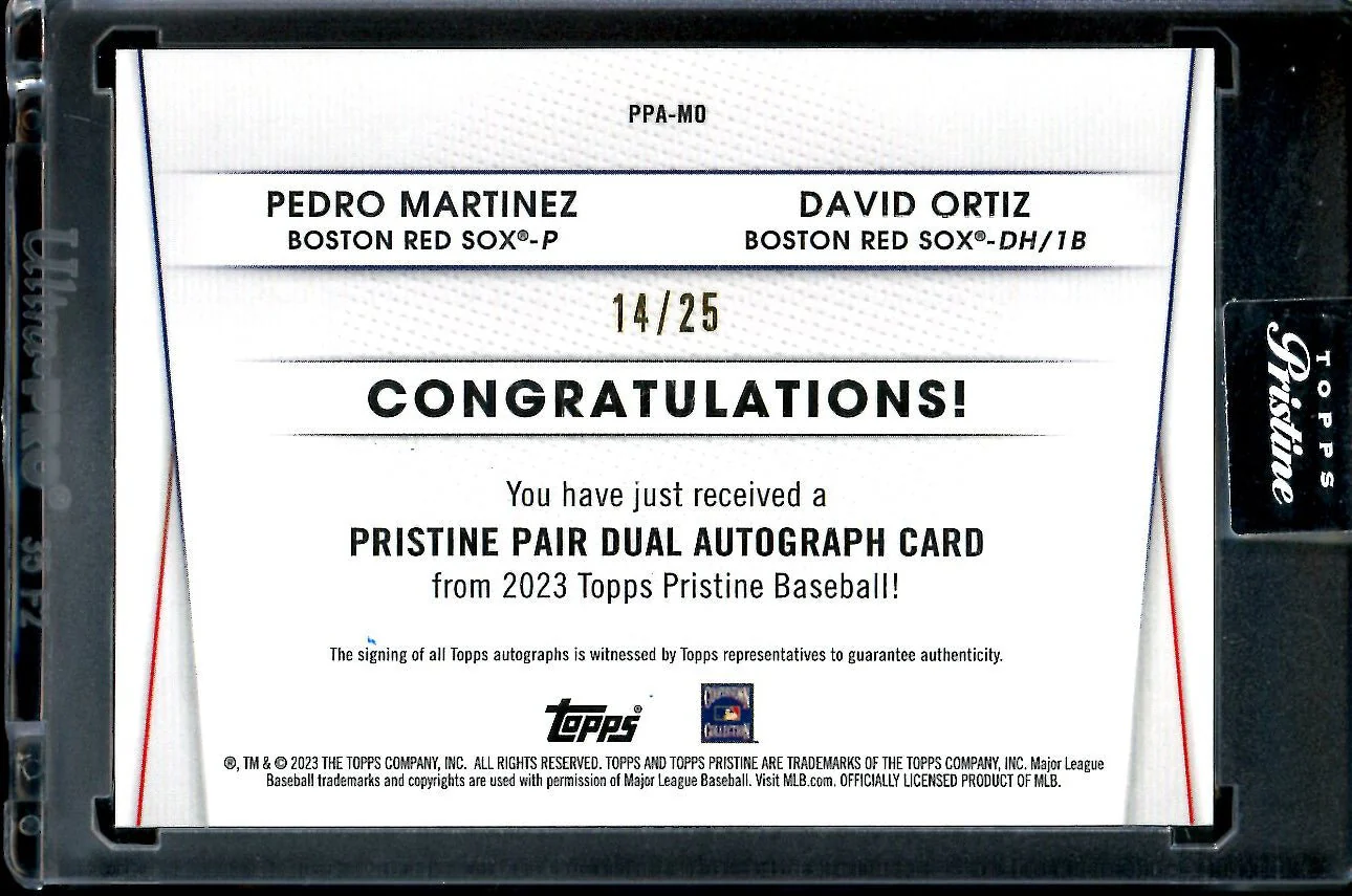 2023 Topps Prestine Pedro Martinez/David Ortiz Dual Auto /25 Red Sox - Image 2