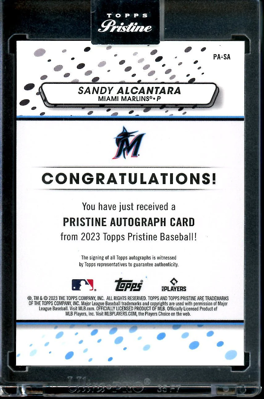 2023 Topps Prestine Sandy Alcantara Auto Marlins - Image 2