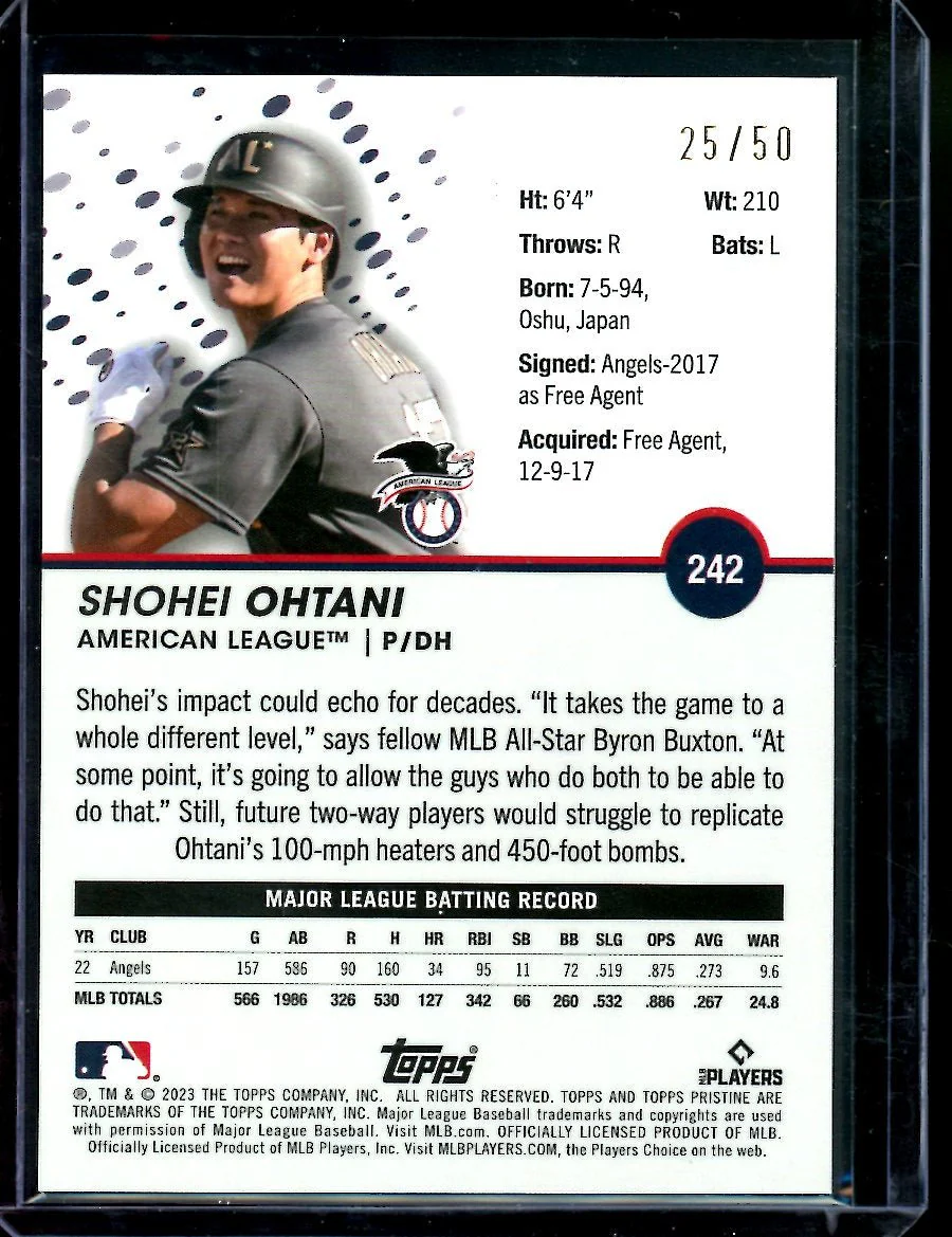 2023 Topps Prestine Shohei Ohtani American League Gold /50 Angels - Image 2