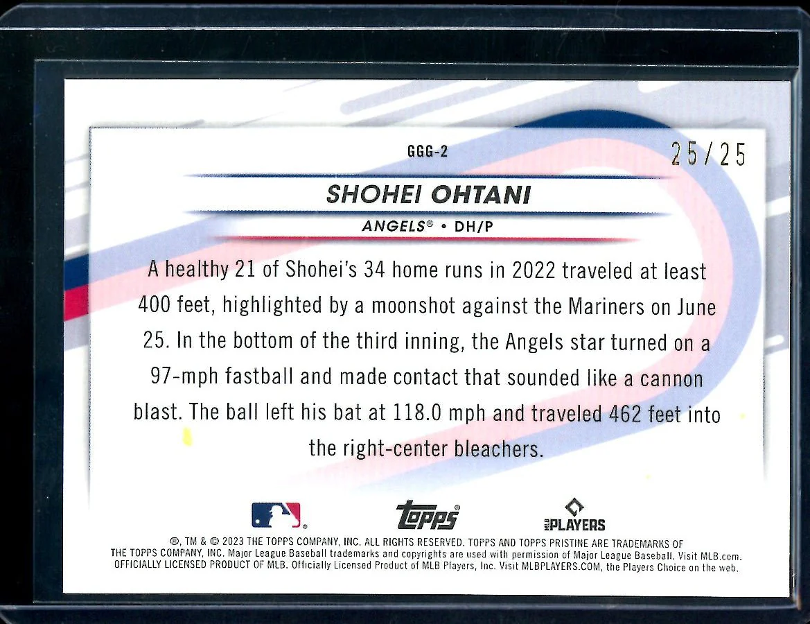 2023 Topps Prestine Shohei Ohtani Going Going Gone Orange /25 Angels - Image 2