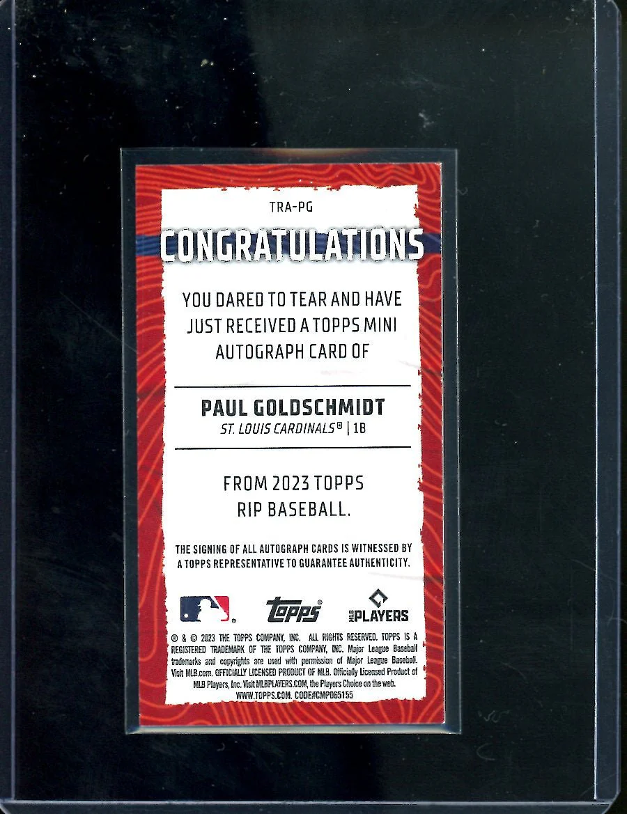 2023 Topps Rip Paul Goldschmidt Mini Auto Orange /25 Cardinals - Image 2