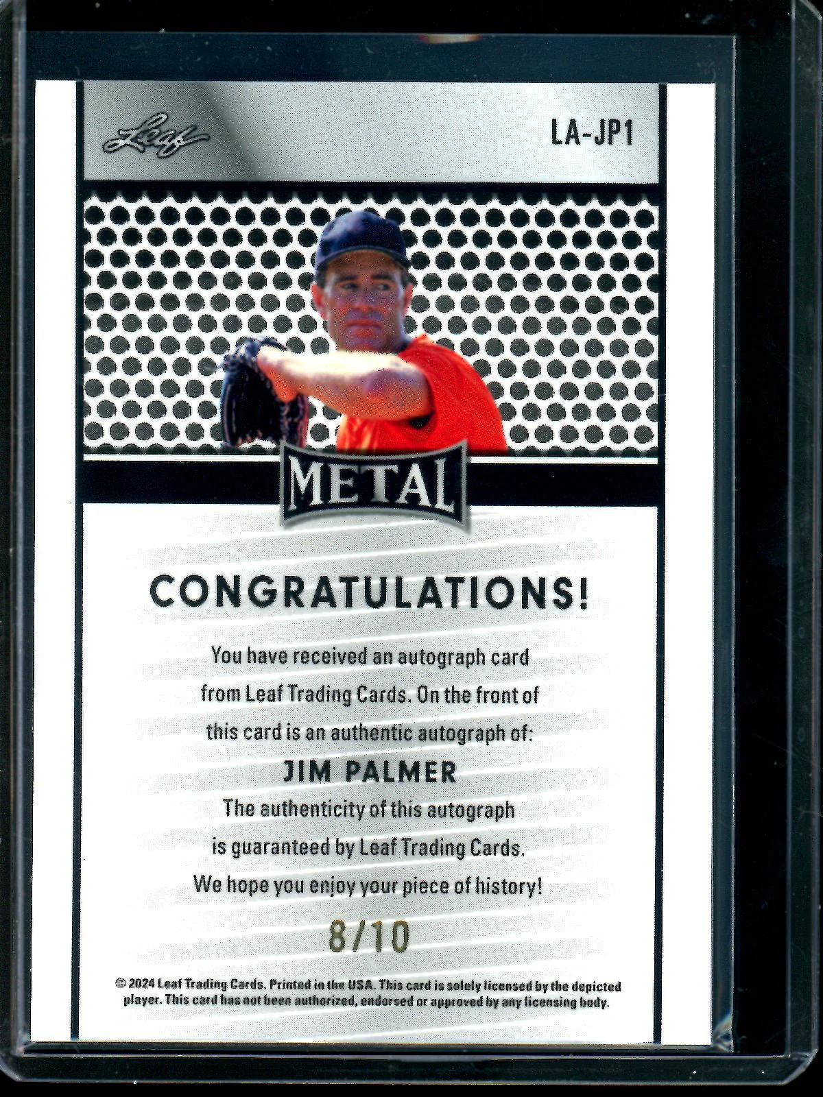 2024 Leaf Metal Jim Palmer Blue /10 #LA-JP1 Orioles - Image 2