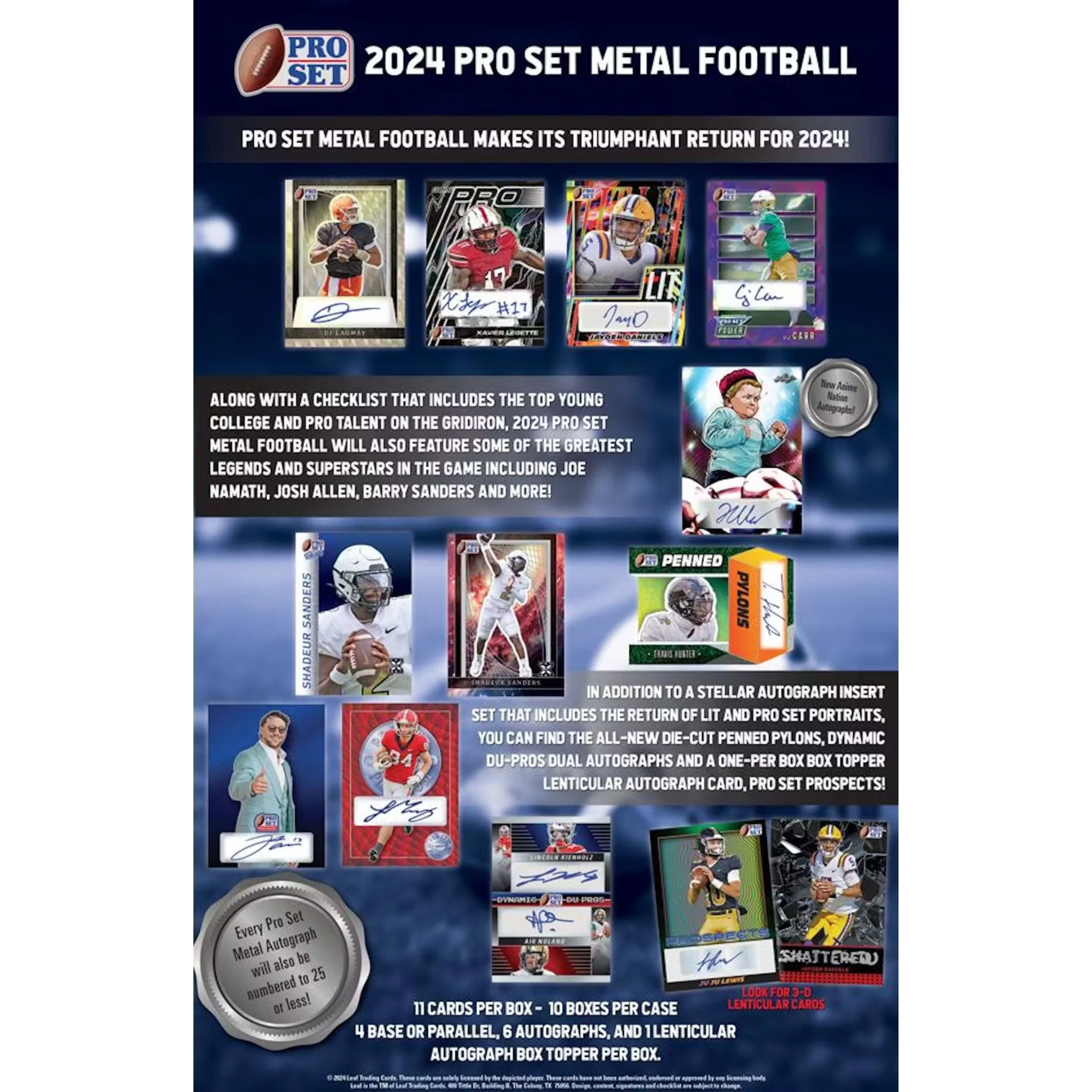 2024 Leaf Pro Set Metal Football Hobby Box - Image 16