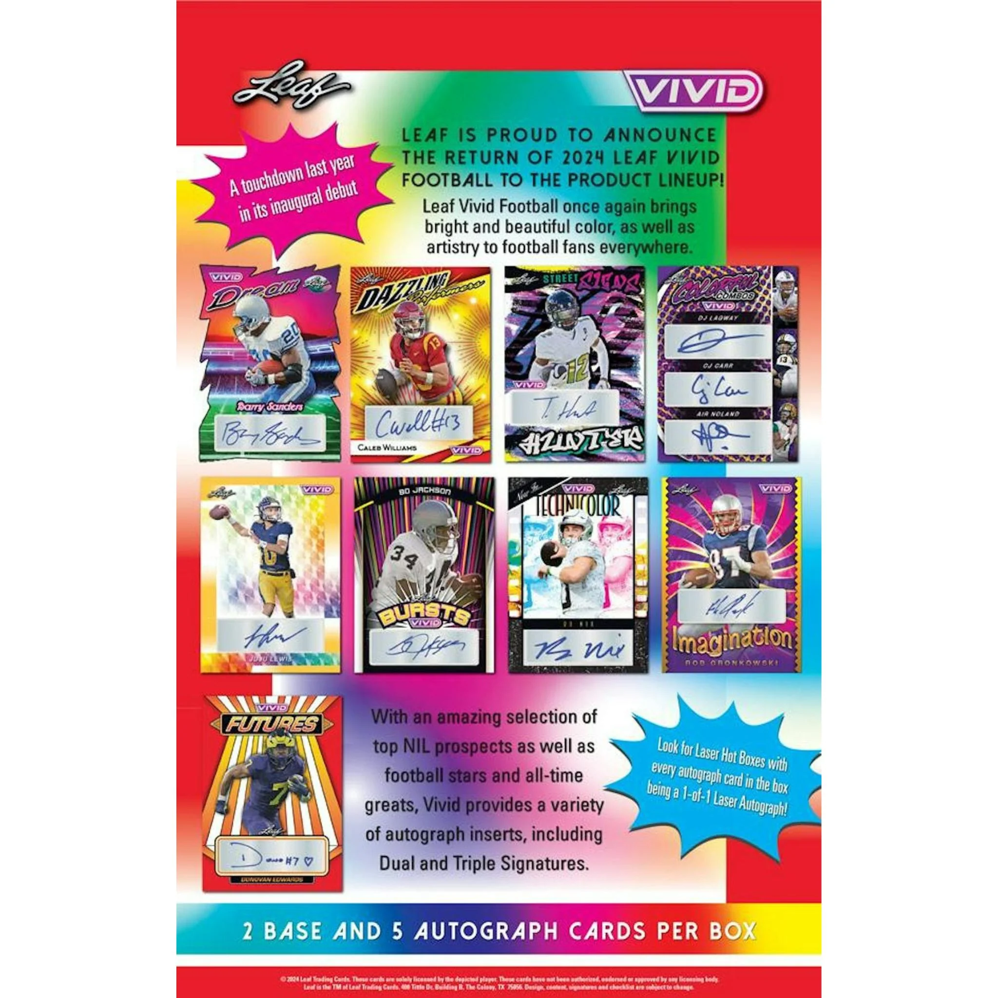 2024 Leaf Vivid Football Hobby Box - Image 9