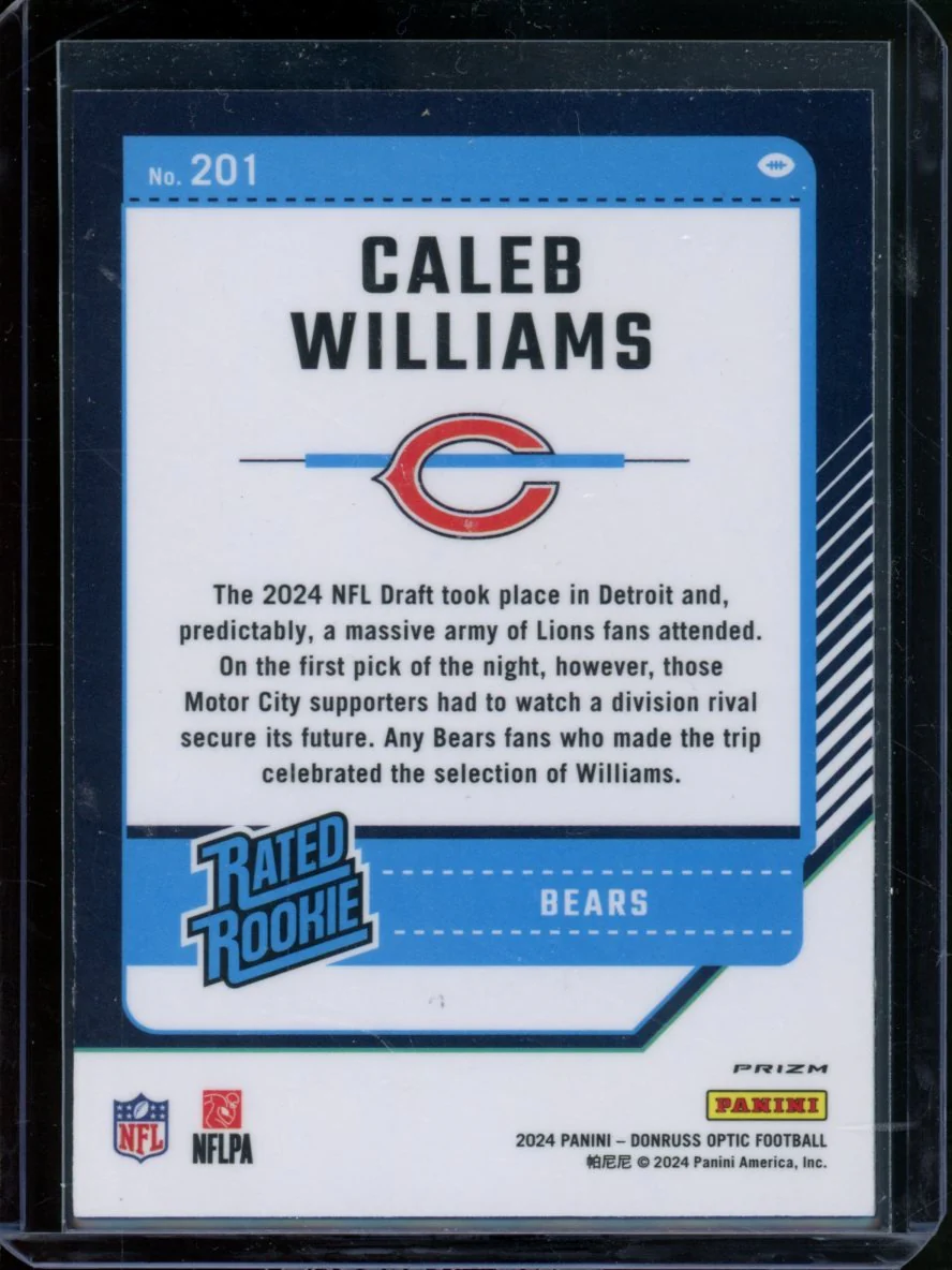 2024 Panini Donruss Optic Caleb Williams Rated Rookie Purple Shock Bears - Image 2