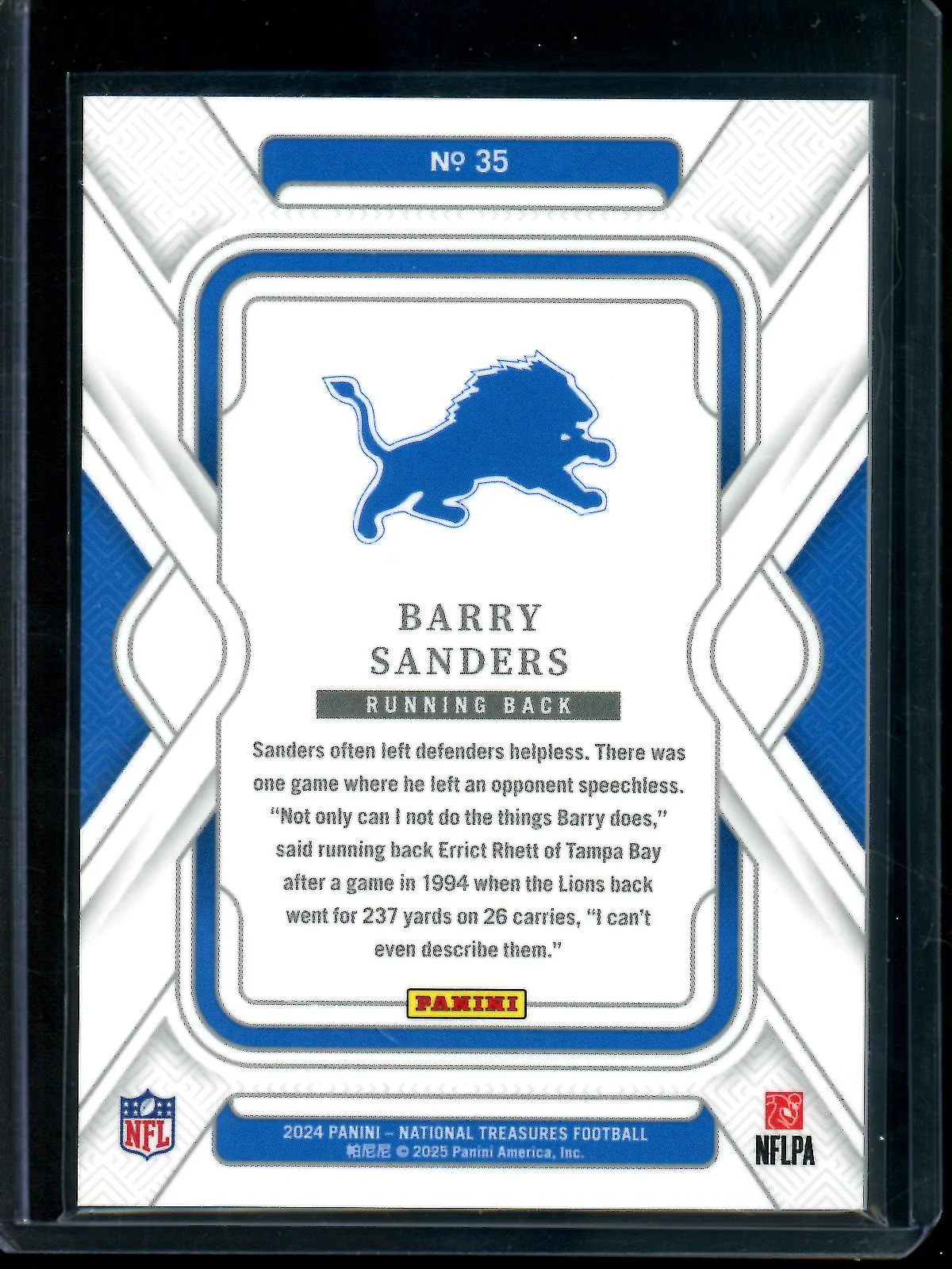 2024 Panini National Treasures Barry Sanders /75 Lions - Image 2